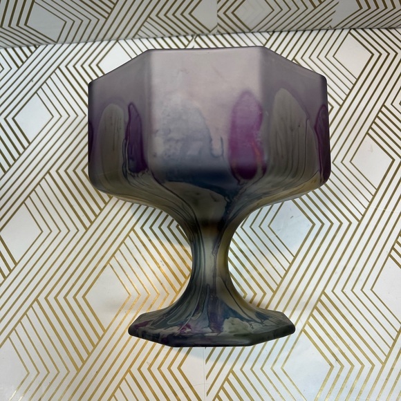 Vintage Rueven Art Nouveau Glass Hand Painted Compote Pedestal - Picture 7 of 11